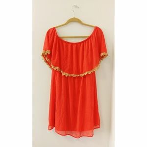 Charming Charlie Size L Coral off shoulder dress